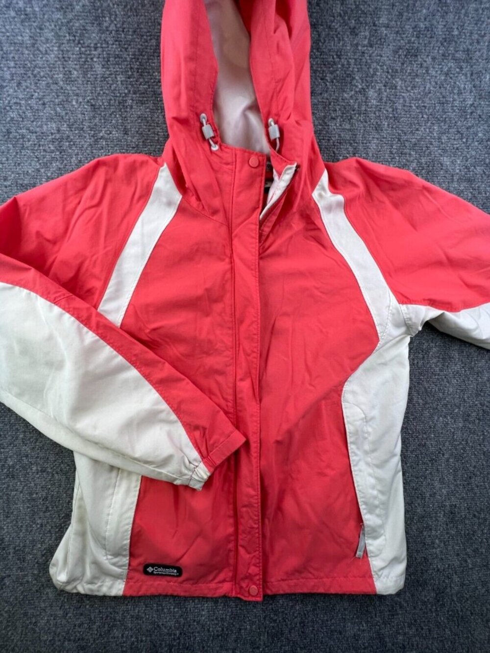 Columbia Jacket Womens Medium Orange White Full Zip Lightweight Coat Casual